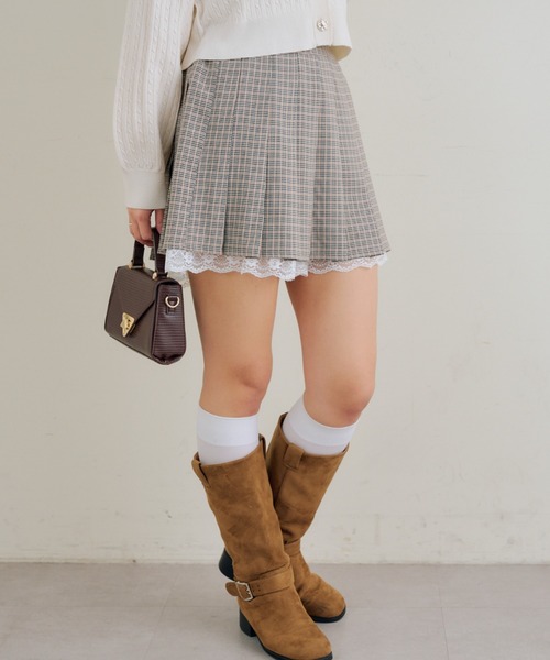 Another Branch olive des olive（アナザーブランチオリーブデオリーブ）の「【セットアップ対応】裾レースプリーツスカート（スカート・レディース・ブラック/ストライプ/チェック・FREE）」の13枚目の写真