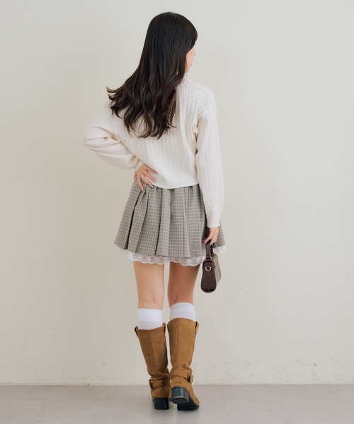 Another Branch olive des olive（アナザーブランチオリーブデオリーブ）の「【セットアップ対応】裾レースプリーツスカート（スカート・レディース・ブラック/ストライプ/チェック・FREE）」の15枚目の写真