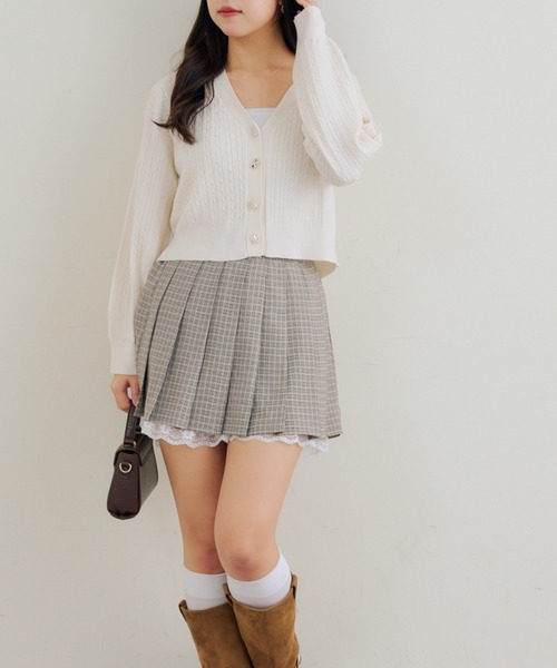 Another Branch olive des olive（アナザーブランチオリーブデオリーブ）の「【セットアップ対応】裾レースプリーツスカート（スカート・レディース・ブラック/ストライプ/チェック・FREE）」の14枚目の写真