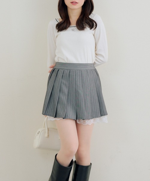 Another Branch olive des olive（アナザーブランチオリーブデオリーブ）の「【セットアップ対応】裾レースプリーツスカート（スカート・レディース・ブラック/ストライプ/チェック・FREE）」の19枚目の写真