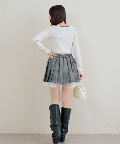 Another Branch olive des olive（アナザーブランチオリーブデオリーブ）の「【セットアップ対応】裾レースプリーツスカート（スカート・レディース・ブラック/ストライプ/チェック・FREE）」の22枚目の写真