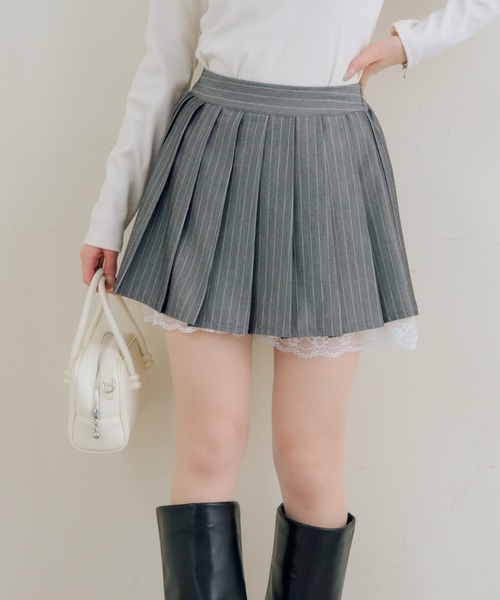 Another Branch olive des olive（アナザーブランチオリーブデオリーブ）の「【セットアップ対応】裾レースプリーツスカート（スカート・レディース・ブラック/ストライプ/チェック・FREE）」の20枚目の写真