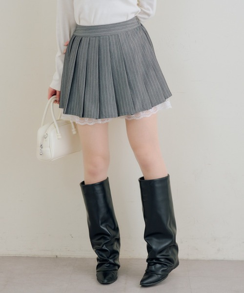 Another Branch olive des olive（アナザーブランチオリーブデオリーブ）の「【セットアップ対応】裾レースプリーツスカート（スカート・レディース・ブラック/ストライプ/チェック・FREE）」の16枚目の写真