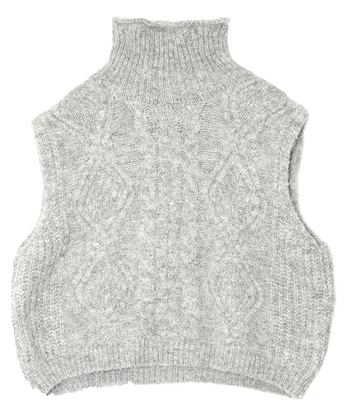 KOBE LETTUCE（コウベレタス）の「ケーブルハイネックニットベスト（ベスト・レディース・グレー/オレンジ/アイボリー・M）」の13枚目の写真