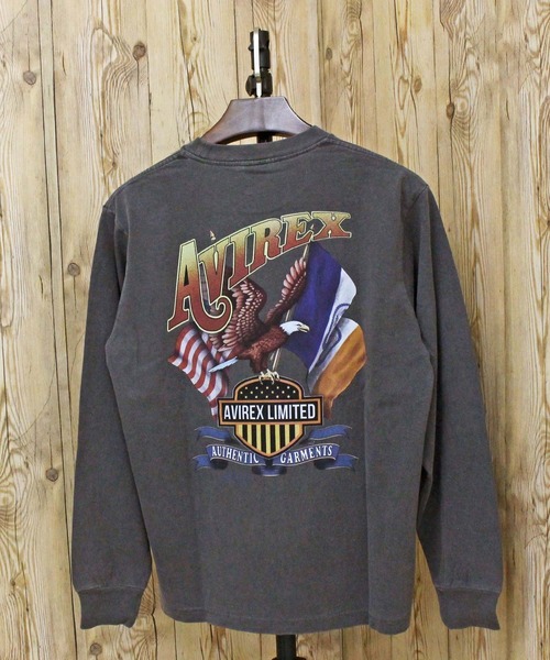 AVIREX(アヴィレックス)の「EAGLE L/S T-SHIRT(Tシャツ/カットソー・メンズ・ホワイト/オレンジ/チャコールグレー・XXL/XL/L/M)」の2枚目の写真