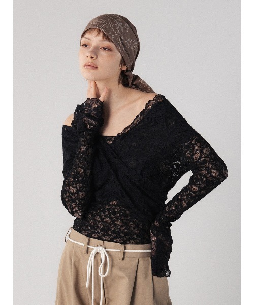 LACE CACHECOEUR TOP（Tシャツ/カットソー）｜ELCHELE（エルチェレ）の