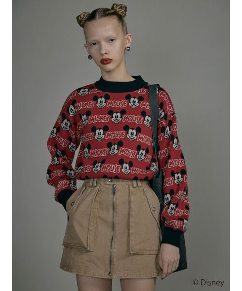 Disney（ディズニー）の「【ミッキーマウス】ジャガードニット（ニット/セーター・レディース・グレー/レッド・FREE）」の2枚目の写真