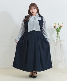 Louiosy（ルオシー）の「【大きいサイズ】ベルト付きジャンスカ（ワンピース）」