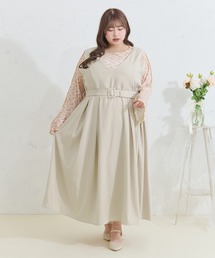 Louiosy（ルオシー）の「【大きいサイズ】ベルト付きジャンスカ（ワンピース）」
