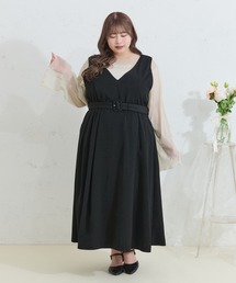 Louiosy（ルオシー）の「【大きいサイズ】ベルト付きジャンスカ（ワンピース）」