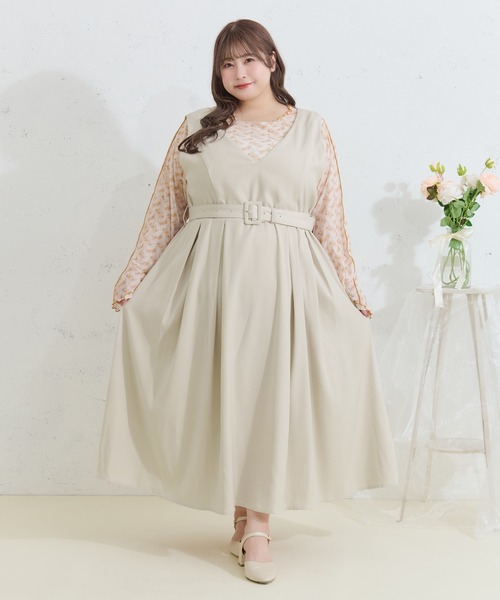 Louiosy(ルオシー)の「【Louiosy】【大きいサイズ】ベルト付きジャンスカ(ワンピース・レディース・ネイビー/ブラック/アイボリー・X-LARGE/3L/4L)」の19枚目の写真