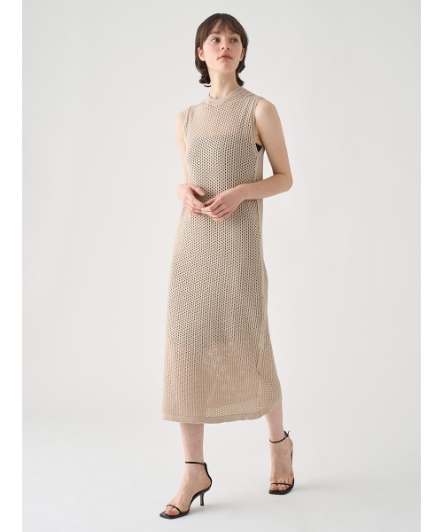 JOHN SMEDLEY（ジョンスメドレー）の「コットン透かしレース編みロングニットワンピース（ワンピース・レディース・ベージュ系その他4・S）」の4枚目の写真