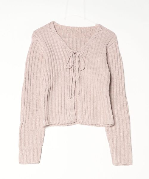 FREE STYLISTS(フリー スタイリスト)の「YUGA_YGMC Korean-style ribbon ribbed cardigan(Tシャツ/カットソー・レディース・オフホワイト/ダークグレー/ライトピンク/オリーブ・FREE)」の4枚目の写真