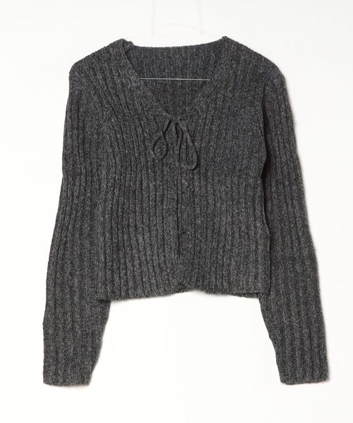 FREE STYLISTS(フリー スタイリスト)の「YUGA_YGMC Korean-style ribbon ribbed cardigan(Tシャツ/カットソー・レディース・オフホワイト/ダークグレー/ライトピンク/オリーブ・FREE)」の17枚目の写真