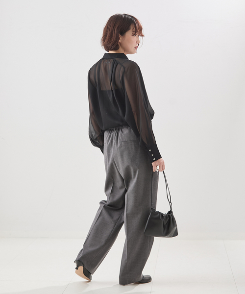 A PUPIL（アピューピル）の「【A PUPIL/ア ピューピル】別注 HNK RGLN BL ジョーゼットブラウス（シャツ/ブラウス・レディース・ブラック・MEDIUM）」の5枚目の写真