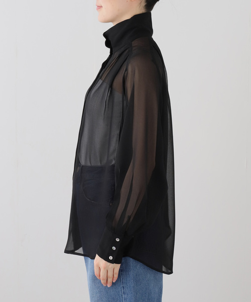 A PUPIL（アピューピル）の「【A PUPIL/ア ピューピル】別注 HNK RGLN BL ジョーゼットブラウス（シャツ/ブラウス・レディース・ブラック・MEDIUM）」の9枚目の写真