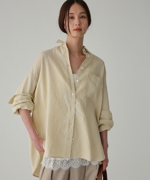 BABYLONE(バビロン)の「リネンBIGシルエットシャツ(シャツ/ブラウス・レディース・サックスブルー/ベージュ/チャコール/ホワイト・フリー)」の1枚目の写真