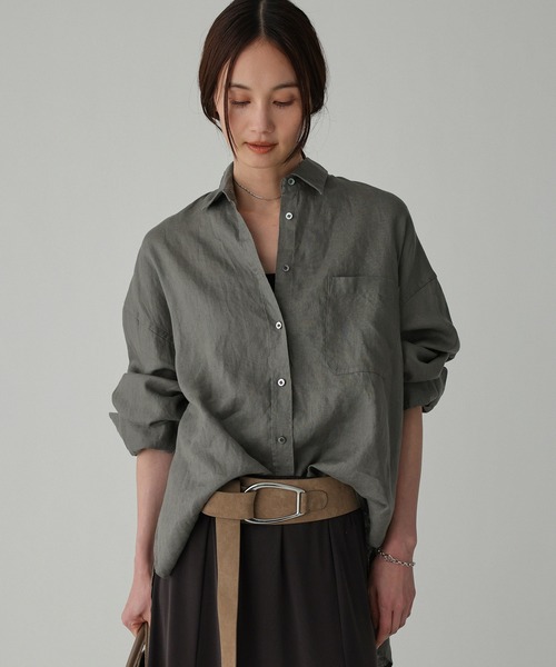 BABYLONE(バビロン)の「リネンBIGシルエットシャツ(シャツ/ブラウス・レディース・サックスブルー/ベージュ/チャコール/ホワイト・フリー)」の3枚目の写真