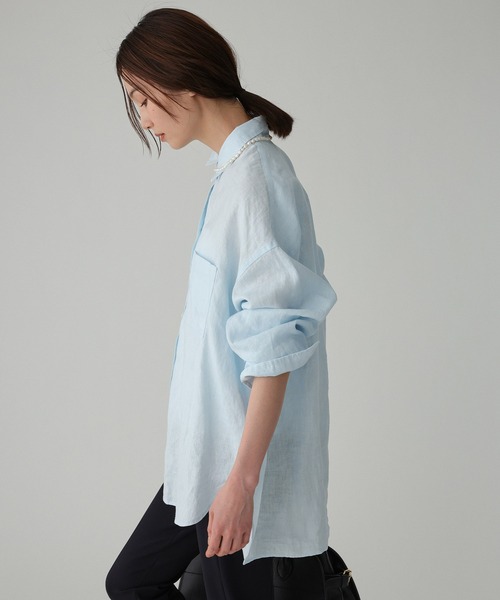 BABYLONE(バビロン)の「リネンBIGシルエットシャツ(シャツ/ブラウス・レディース・サックスブルー/ベージュ/チャコール/ホワイト・フリー)」の10枚目の写真