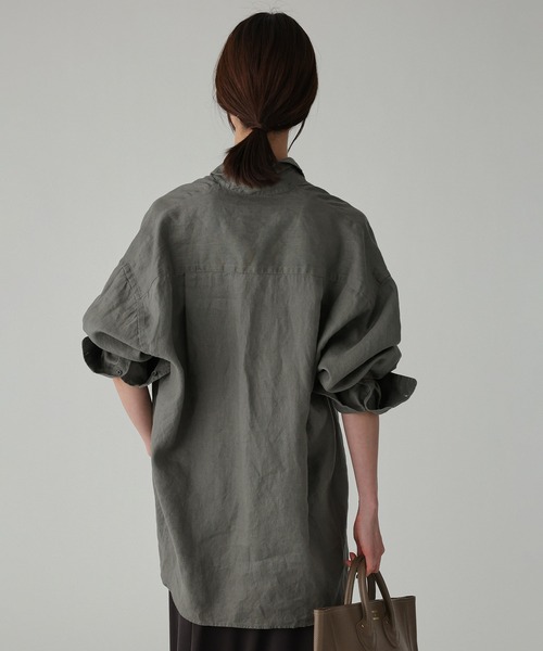 BABYLONE(バビロン)の「リネンBIGシルエットシャツ(シャツ/ブラウス・レディース・サックスブルー/ベージュ/チャコール/ホワイト・フリー)」の16枚目の写真