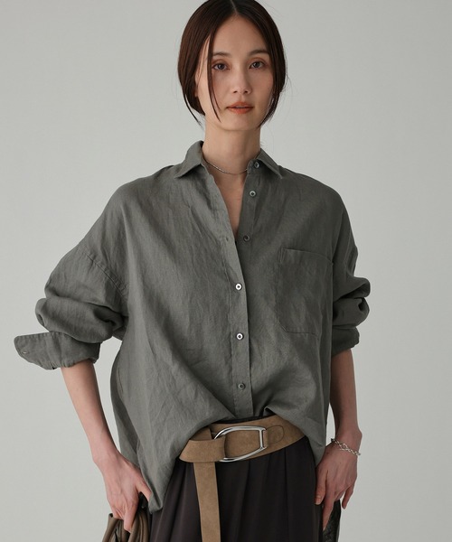 BABYLONE(バビロン)の「リネンBIGシルエットシャツ(シャツ/ブラウス・レディース・サックスブルー/ベージュ/チャコール/ホワイト・フリー)」の15枚目の写真