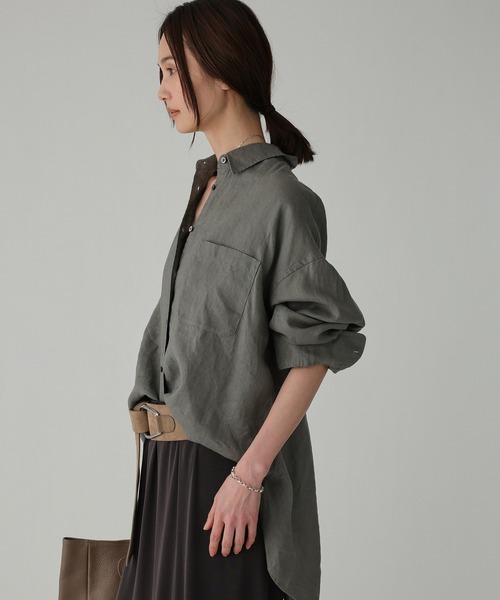 BABYLONE(バビロン)の「リネンBIGシルエットシャツ(シャツ/ブラウス・レディース・サックスブルー/ベージュ/チャコール/ホワイト・フリー)」の17枚目の写真