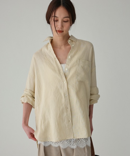 BABYLONE(バビロン)の「リネンBIGシルエットシャツ(シャツ/ブラウス・レディース・サックスブルー/ベージュ/チャコール/ホワイト・フリー)」の21枚目の写真