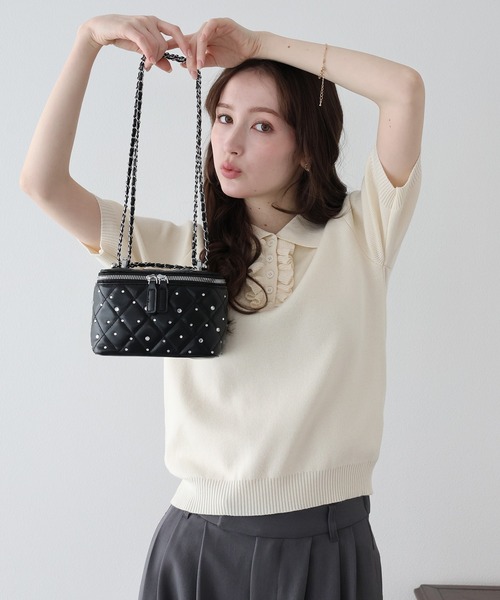 BLUEEAST（ブルーイースト）の「ビジューバニティバッグ（ショルダーバッグ・レディース・ホワイト/ピンク/ブラック・FREE）」の2枚目の写真