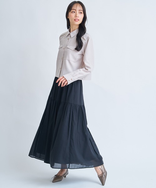 NOELA(ノエラ)の「ビッグポケットクロップドシャツ(シャツ/ブラウス・レディース・ベージュ/オフホワイト/ダークインディゴブルー・フリー)」の16枚目の写真
