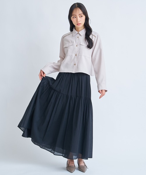 NOELA(ノエラ)の「ビッグポケットクロップドシャツ(シャツ/ブラウス・レディース・ベージュ/オフホワイト/ダークインディゴブルー・フリー)」の17枚目の写真