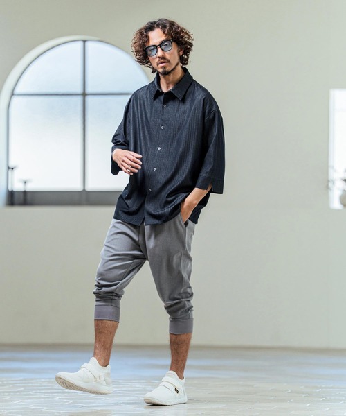 Magine（マージン）の「ms6419- Drapey Chambray Relax Fit Seven Sleeve Shirt シャンブレーシャツ(MGN-261-022)（シャツ/ブラウス・メンズ・ネイビー/オフホワイト/ブルー・48/46/44）」の8枚目の写真