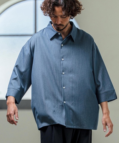 Magine（マージン）の「ms6419- Drapey Chambray Relax Fit Seven Sleeve Shirt シャンブレーシャツ(MGN-261-022)（シャツ/ブラウス・メンズ・ネイビー/オフホワイト/ブルー・48/46/44）」の13枚目の写真
