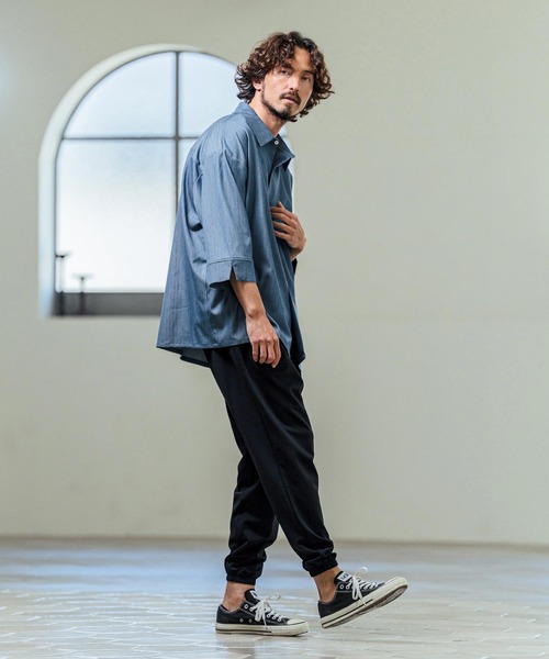 Magine（マージン）の「ms6419- Drapey Chambray Relax Fit Seven Sleeve Shirt シャンブレーシャツ(MGN-261-022)（シャツ/ブラウス・メンズ・ネイビー/オフホワイト/ブルー・48/46/44）」の15枚目の写真