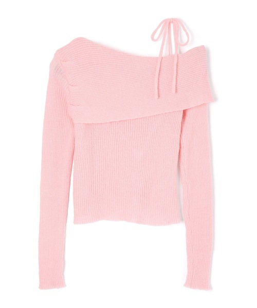 M DOLLY(エムドリー)の「ribbon oneshoulder ruelle knit tops/リボンワンショルダールエルニットトップス(ニット/セーター・レディース・ピンク/アイボリー・FREE)」の17枚目の写真