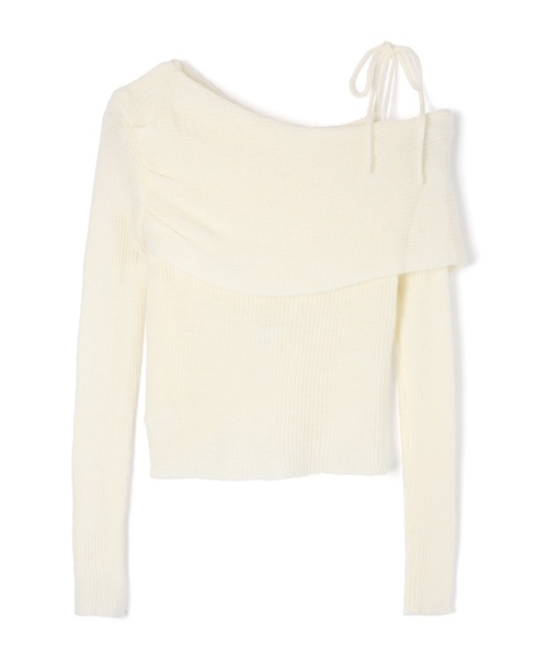 M DOLLY(エムドリー)の「ribbon oneshoulder ruelle knit tops/リボンワンショルダールエルニットトップス(ニット/セーター・レディース・ピンク/アイボリー・FREE)」の18枚目の写真