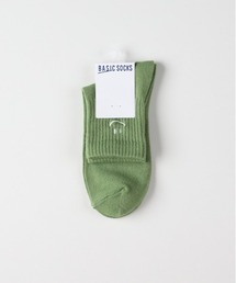 【BASIC SOCKS】Qスマイル刺繍ソックス (遊び心 / 心地よいフィット / 大人カジュアル / ロングシーズン)