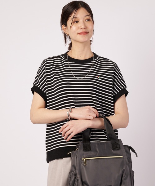 Arnold Palmer(アーノルドパーマー)の「ワッフルボーダー フレンチ Tシャツ(Tシャツ/カットソー・レディース・グレー/ブラック/ホワイト・L/M/S)」の2枚目の写真
