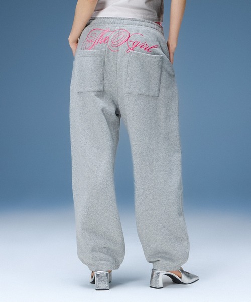 X-girl(エックスガール)の「SCRIPT LOGO SWEATPANTS(スウェットパンツ・レディース・ブラック/アッシュ・S/M)」の1枚目の写真
