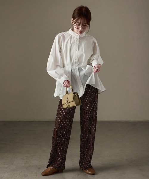 Fashion Letter(ファッションレター)の「ドットプリント プリーツイージーワイドパンツ(その他パンツ・レディース・ブラック/ホワイト/チャコール/ブラウン・L/M)」の21枚目の写真