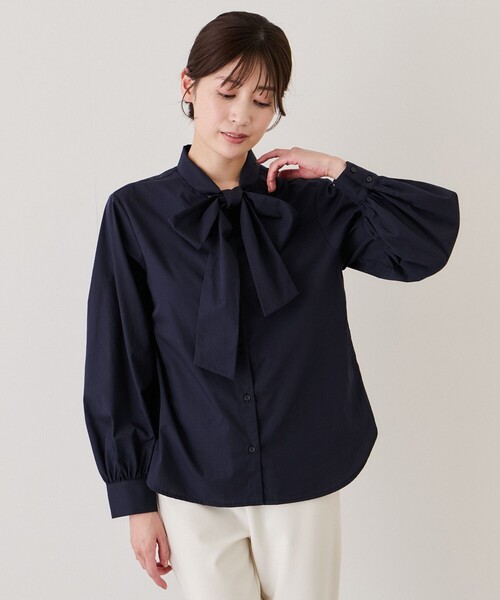 Jayro（ジャイロ）の「ボウタイリボンブラウス（シャツ/ブラウス・レディース・サックスブルー/ネイビー/ホワイト系その他・M）」の3枚目の写真