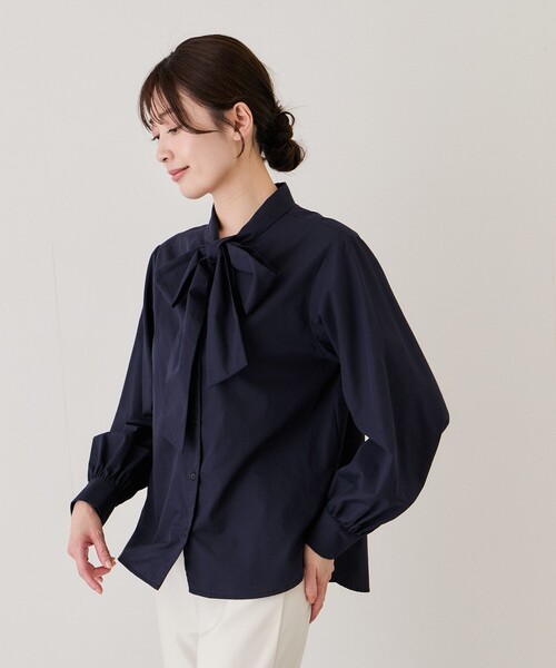 Jayro（ジャイロ）の「ボウタイリボンブラウス（シャツ/ブラウス・レディース・サックスブルー/ネイビー/ホワイト系その他・M）」の6枚目の写真