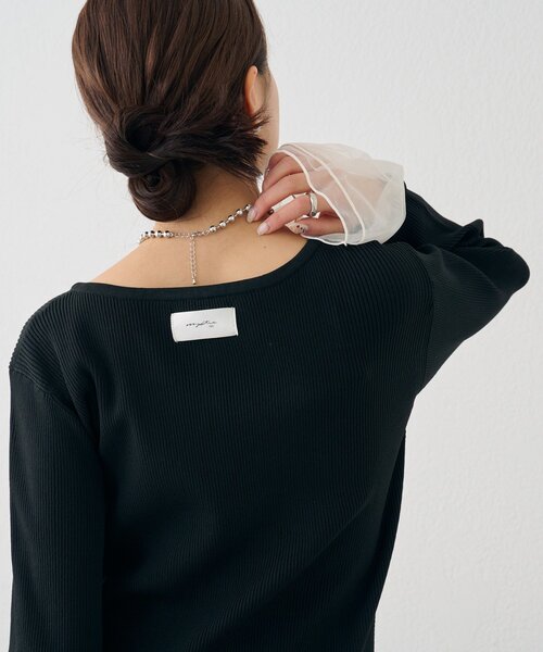 mystic（ミスティック）の「袖チュール付きリブカーディガン（カーディガン/ボレロ・レディース・アイボリー/ブルー/イエロー/ブラック・FREE）」の11枚目の写真