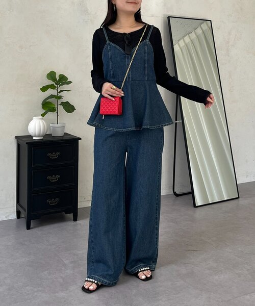 prose verse（プロズヴェール）の「ペプラムデニムオールインワン（サロペット/オーバーオール・レディース・ブルー・MEDIUM/LARGE/PM/PL）」の18枚目の写真