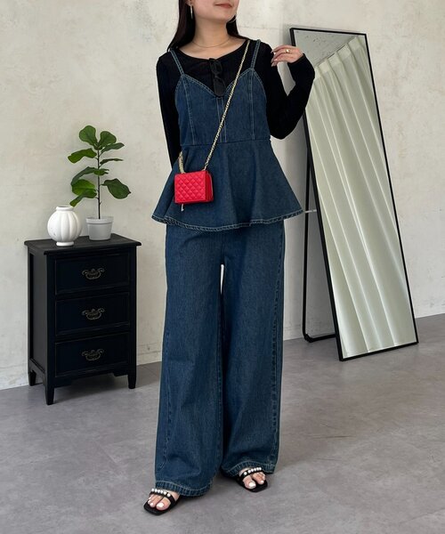 prose verse（プロズヴェール）の「ペプラムデニムオールインワン（サロペット/オーバーオール・レディース・ブルー・MEDIUM/LARGE/PM/PL）」の19枚目の写真