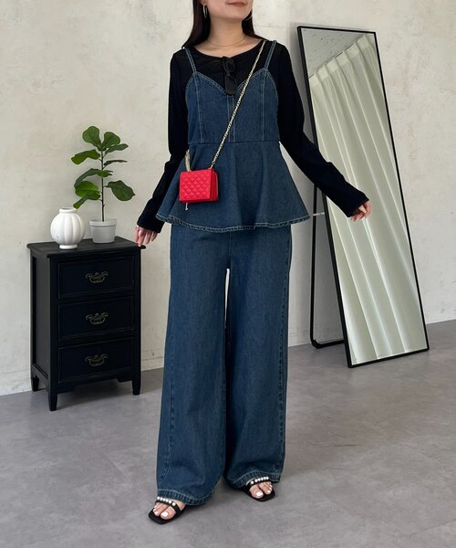 prose verse（プロズヴェール）の「ペプラムデニムオールインワン（サロペット/オーバーオール・レディース・ブルー・MEDIUM/LARGE/PM/PL）」の20枚目の写真