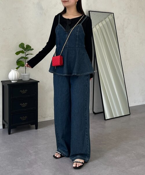 prose verse（プロズヴェール）の「ペプラムデニムオールインワン（サロペット/オーバーオール・レディース・ブルー・MEDIUM/LARGE/PM/PL）」の21枚目の写真
