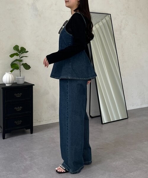 prose verse（プロズヴェール）の「ペプラムデニムオールインワン（サロペット/オーバーオール・レディース・ブルー・MEDIUM/LARGE/PM/PL）」の22枚目の写真