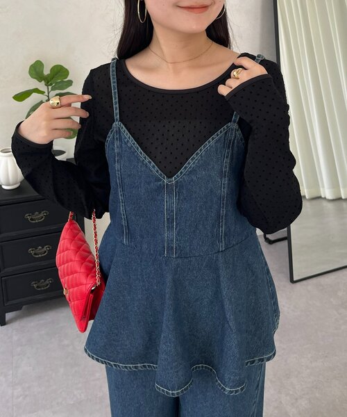 prose verse（プロズヴェール）の「ペプラムデニムオールインワン（サロペット/オーバーオール・レディース・ブルー・MEDIUM/LARGE/PM/PL）」の3枚目の写真