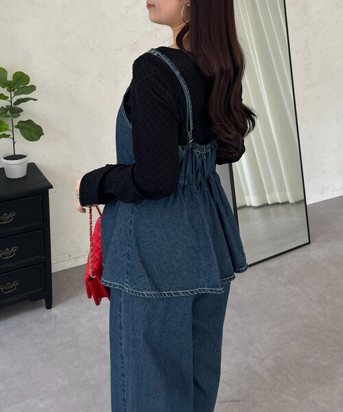 prose verse（プロズヴェール）の「ペプラムデニムオールインワン（サロペット/オーバーオール・レディース・ブルー・MEDIUM/LARGE/PM/PL）」の6枚目の写真