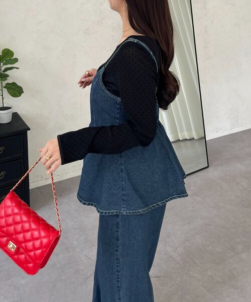 prose verse（プロズヴェール）の「ペプラムデニムオールインワン（サロペット/オーバーオール・レディース・ブルー・MEDIUM/LARGE/PM/PL）」の7枚目の写真